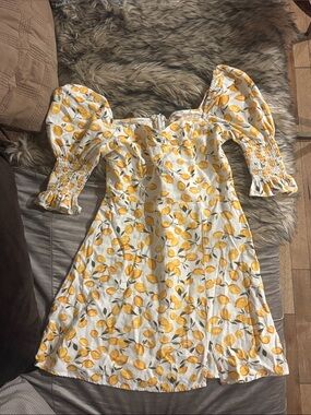 miami Yellow Lemon Print Sundress